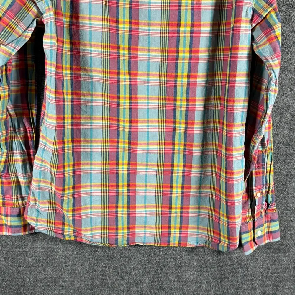 J Crew Indian Madras Shirt Mens M Slim Fit Plaid Button Down Mauritius G4188
